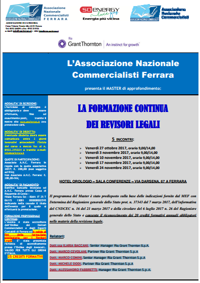 Cover locandina Formazione revisori